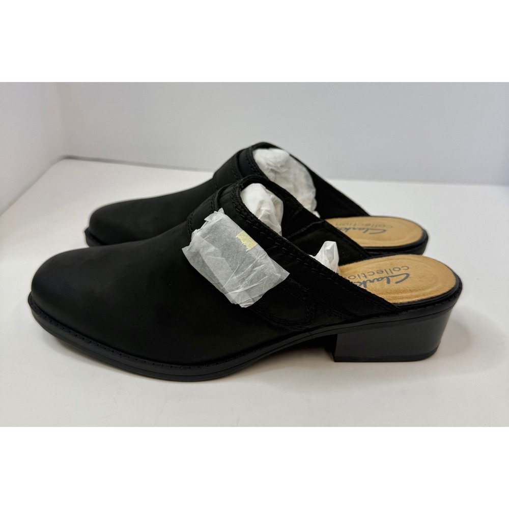 Clark's Danyelle Mist Clogs Black Leather Size 7 Women boho Retro - Picture 3 of 9